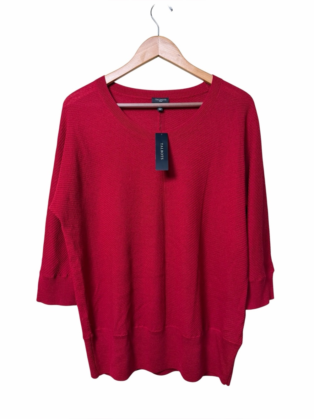 Talbots 100% Merino Wool Red Oversized Dolman Sweater Top 1X NWT Quiet Luxury